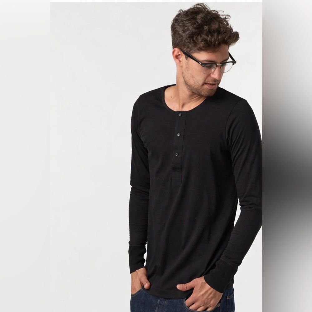 102 LOOPWHEELED MACO-IMIT LONG SLEEVE HENLEY
